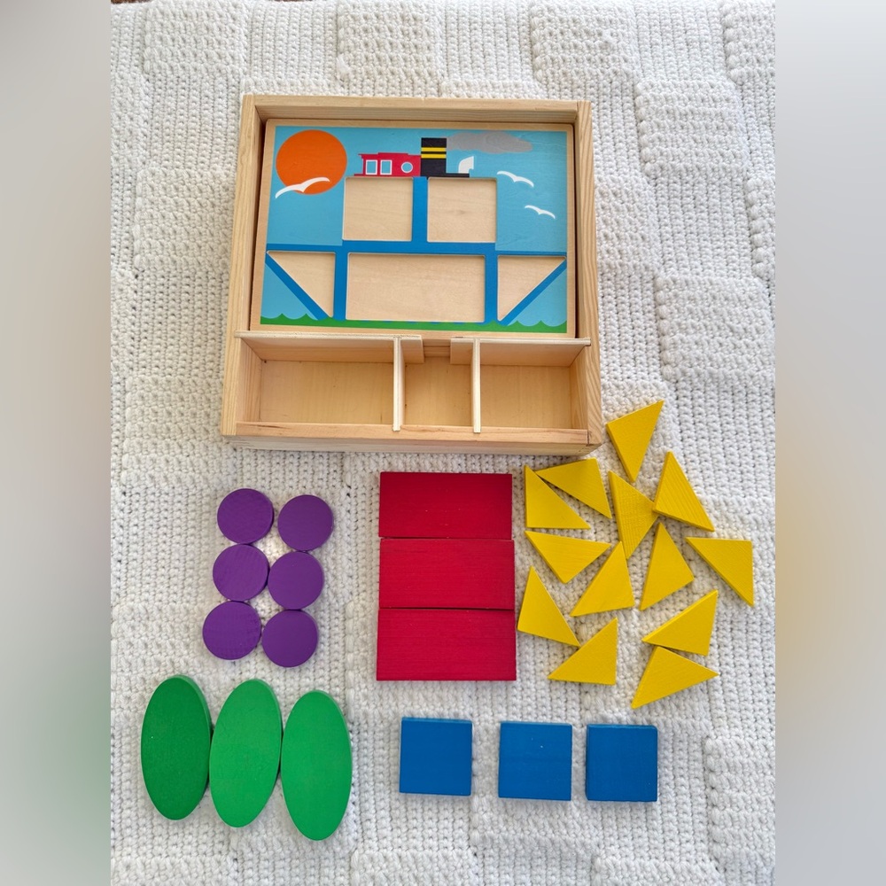 Melissa & Doug Beginner Wooden Pattern Blocks Educational Toy
